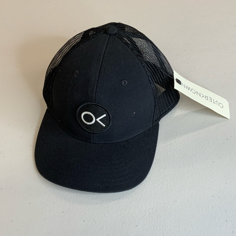 Outerknown Black Logo Mesh Trucker Cap